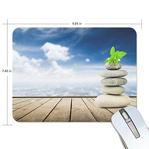 Tapis de Souris Tapis de Souris de Jeu Non Glissant pour Ordinateur Portable et Ordinateur Tapis de Souris, Vieilles Planches en Bois en Pierres Zen