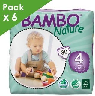 BAMBO NATURE MAXI 4 - Baby from 8 to 18 kg - Box of 180 diapers
