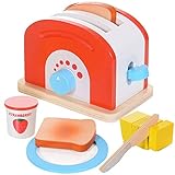Numerosas Funciones realistas Tostador de Madera Juguete Infantil de 10 Piezas Accesorios Cocina
