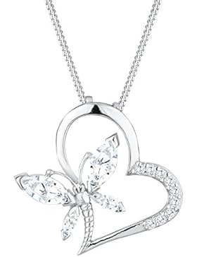Elli Damen-Kette mit Anhänger Herz, Schmetterling 925 Sterling Silber Zirkonia weiß Marquiseschliff 0107942513_45
