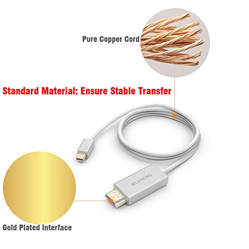 ELUTENG Mini DisplayPort zu HDMI Adapter Kabel 4K Vergoldet Mini DP auf HDMI Male für TV, Projektor, Monitor - 7