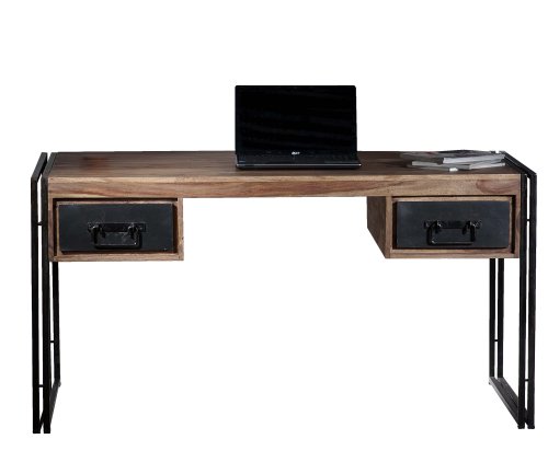 SIT-Mbel 9207-01 Schreibtisch Panama Shesham natur mit schwerem Altmetall und Gebrauchsspuren, 150 x 80 x 76 cm, 2 Schubladen SIT-Mbel 9207-01 Schreibtisch Panama Shesham natur mit schwerem Altmetall und Gebrauchsspuren, 150 x 80 x 76 cm, 2 Schubladen