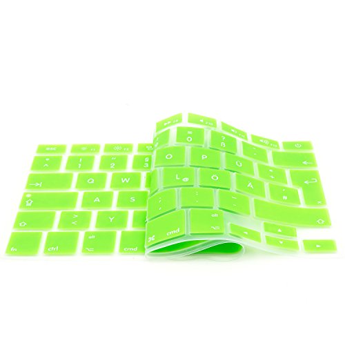 iProtect Tastaturschutz QWERTZ aus rutschfestem Silikon für Apple Macbook Air 11 Zoll in Grün