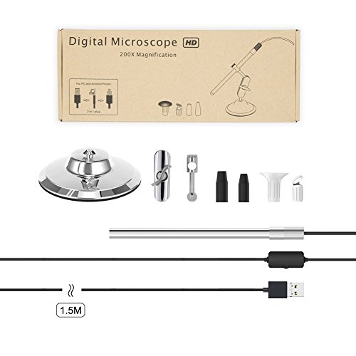 USB Mikroskope,Teslong Android Handheld USB Digital Mikroskop 200 facher VergrÃ¶ÃŸerung IP67 Wasserdichte Inspektionskamera mit , 6 LEDs, UnterstÃ¼tzung Android OTG Smartphone PC