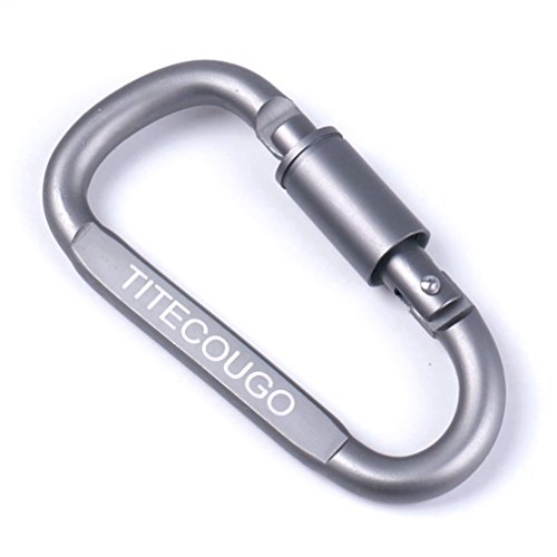 TITECOUGO 2 PCS Aluminum Alloy D-Ring High Strength Carabiner Key Chain Clip Hook For Camping Hiking outdoor (Not for Climbing) Gun Black