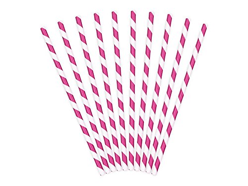 60-tlg. Set Papierstrohhalme Strohhalme MIX – Punkte Streifen – schwarz pink silber 20 cm - 2