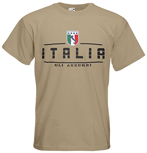Italien Italia EM 2016 Fanshirt T-Shirt Trikot (Khaki, XXL)