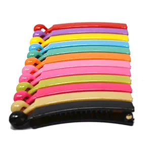 primeindia latest Multi colour medium Solid back pin buckle Hair banana Clips Combo of 12 art 0119