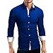 Produktbild OSYARD Herren Herbst Bluse, Umlegekragen Casual Tops,Formale Solide Slim Fit Langarm Shirt mit Knopfleiste,Sommerbluse T-Shirt,Polo Pulli Männer Sommerhemd Haushemd Mode Pullover Freizeit