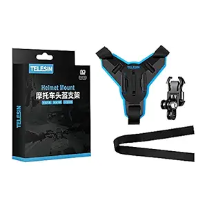 Motolurgy - TELESIN Motorcycle Helmet Strap Mount | Action Camera Front Chin Mount for GoPro, Hero 8 7 6 5 Session, SJCAM, AKASO, Campark, Polaroid, YI Action Camera, DJI & Other Action Cameras