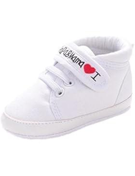 Ularmo Schuhe für 0-18 Monate Baby, Weiche Sohle Kleinkind-Schuhe Segeltuch-Turnschuh (12cm(6-12 Monate), Weiß)