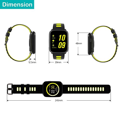 Smartwatch,YAMAY Bluetooth Smart Watch Uhr mit Pulsmesser Armbanduhr Wasserdicht IP68 Fitness Tracker Armband Sport Uhr Fitnessuhr mit SchrittzÃ¤hler,Schlaf-Monitor,Setz-Alarm,Stoppuhr,SMS-, Anruf-Benachrichtigung Push/Kamera-Fernsteuerung Musik fÃ¼r Android und iOS Telefon