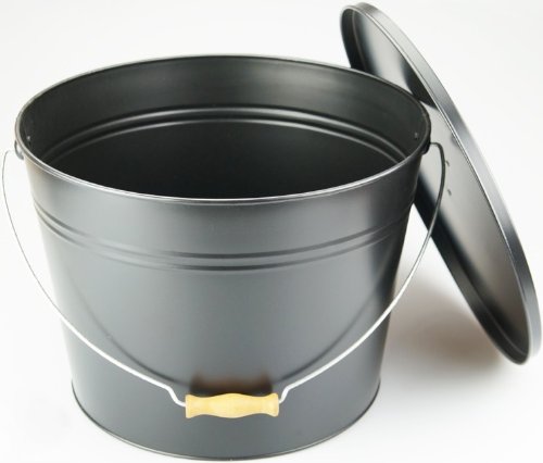 Ingbertson Ascheeimer mit Deckel + Tragebügel rund schwarz 15 Liter Kohleeimer