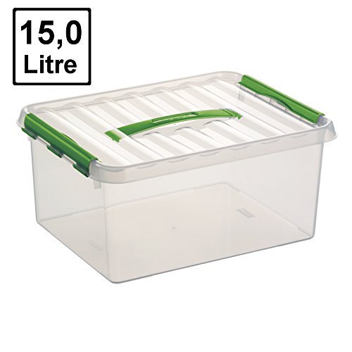 SUNWARE Q-Line Box - 15 Liter - 400 x 300 x 180mm - transparent/grün