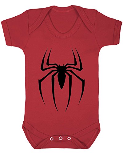 Spiderman Baby Vest. (0-3 months, Red Vest - Black Vinyl)