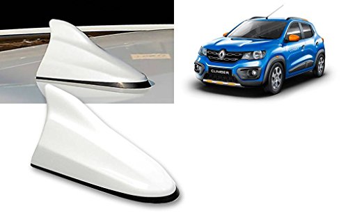 Auto Pearl Shark Fin Antenna Universal Replacement Car Antenna Roof Aerial ABS Material Waterproof Rubber Ring AM FM Radio Signal Compatiable with - KWID Climber - (Color White)