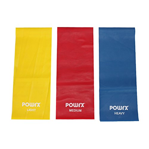POWRX Fitnessbänder 3er SET inkl. praktischer Aufbewahrungsbox / 1,5 m (Leicht, Mittel, Stark) aus Latex / Gymnastik-Bänder für Yoga, Pilates, Reha und Physio | Resistance-/Widerstands-/Übungs-Band - 5