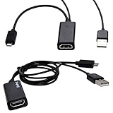 BlueBeach® SLIMPORT Micro USB a HDMI con Caricabatterie USB - HDTV cavo del convertitore per Google Nexus, LG Optimus, Fujitsu Stylistic, ASUS Padfone Infinity - myDP abilitato dispositivi mobili per HDTV, 4K x 2K, 3D, 1080P in Black