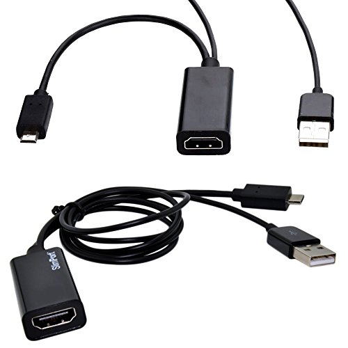 BlueBeach® Slimport Micro USB auf HDMI Adapter mit USB-Ladegerät - Konverter Kabel HDTV für Google Nexus, LG Optimus, Fujitsu stilistische, ASUS Padfone Infinity - MyDP-fähige Mobilgeräte zu HDTV, 4 K x 2 K, 3D, 1080p in schwarz