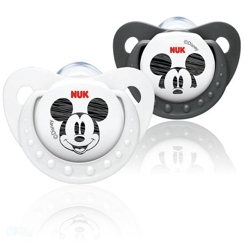 NUK Disney Mickey Mouse Orthodontic Soother Twin Pack - 6-18m (Black/White)