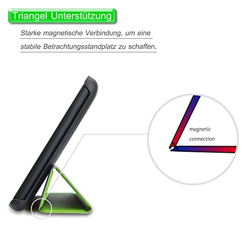 Fire 7 Zoll 2015 Hülle Case, Infiland Fire 7 Zoll Huelle Ultra Dünn Tri-Fold Muschel PU Leder Ultra Schlank Superleicht Ständer Shell Cover Schutzhülle Etui Tasche für Amazon Fire 7 Zoll 2015 (7-Zoll-Tablet, 5. Generation – 2015 Modell)(Grün) - 6