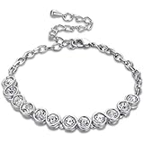 Yellow Chimes Crystal Line Copper Charm Bracelet for Women (Silver)(YCCHBR-13-WH)