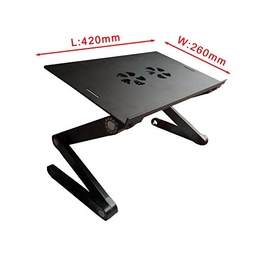 LIVHÒ | Einstellbare und tragbare Laptop Bett Halterung + Ablage für die Maus – Faltbarer Schreibtisch mit 2 Lüfter für Kühlung, Notebook-Ständer 7“-16“ - 2