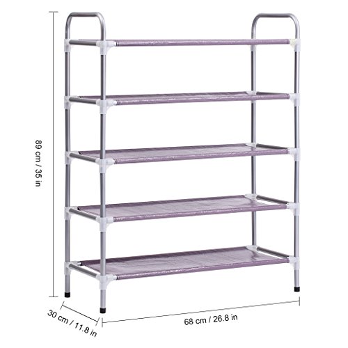 Finether Schuhregal Schuhständer Schuhablage mit Griffen Schuhschrank Regal 5 Ebenen für 15 Paar Schuhe aus Metall 89 x 68 x 30 cm - 2