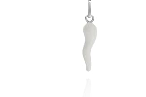 Donipreziosi Ciondolo Smaltato a forma di Corno Portafortuna - Pendente Cornetto napoletano in Argento per Collana o Bracciale Uomo o Donna, Scaramanzia