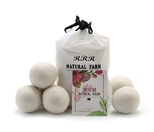 6 Bälle - 7cm Durchmesser, 100% Organic Neuseeland Wolle Trocknerbälle von RRR Natural Farm, Wiederverwendbar Natürliches Gewebe Weichmacher Gesundes Wäscheleben