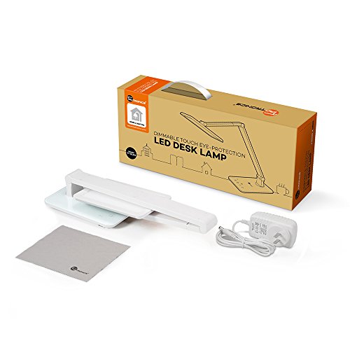 TaoTronics 10W LED Schreibtischlampe Tischleuchte mit Touchfeld, supergroßes LED-Feld und stufenlose Dimmung, USB-Anschluss für Aufladung des Smartphones, Weiß - 7