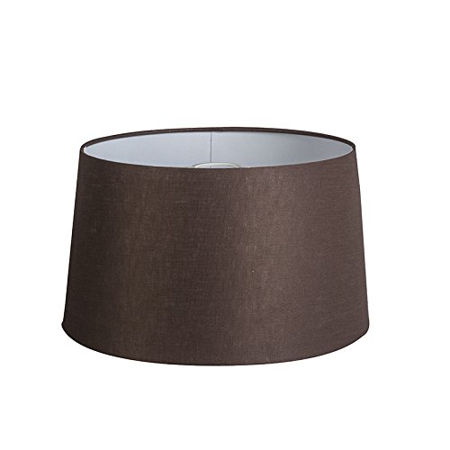 QAZQA Leinen Lampenschirm 35cm rund DS E27 leinen braun , Rund konisch Schirm Pendelleuchte, Schirm Stehleuchte,
