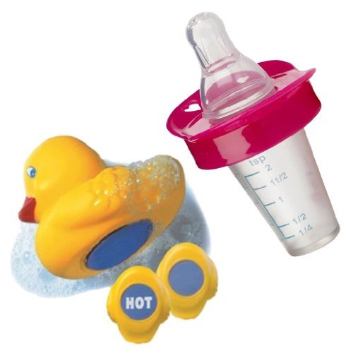 Munchkin The Medicator Pacifier Medicine Dispenser with Munchkin White Hot Bath Ducky, Pink
