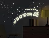 Wandtattoo Leuchtaufkleber Nachtzug bsm065 Nachtleuchtend Fluoreszierend Wandaufkleber Wandsticker Kinderzimmer Leucht Sterne Sternenhimmel Leuchtsterne 18 x 28