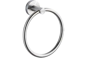 LUTAKU Stainless Steel Towel Ring - Bath Towel Holder Hand Towel Ring 6.29 in/16 cm, Hanging Towel Hanger Bathroom Accessories Contemporary Hotel Square Style Wall Mount (Steel)