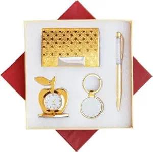 RELBEES Gold Plated Gift Set(4 in 1) for/Diwali Gifts Items/Corporate Gift/Diwali Decoration/Birthday Gift/Anniversary Gift/for Family,Friends,Men,Women,Boys,Employees