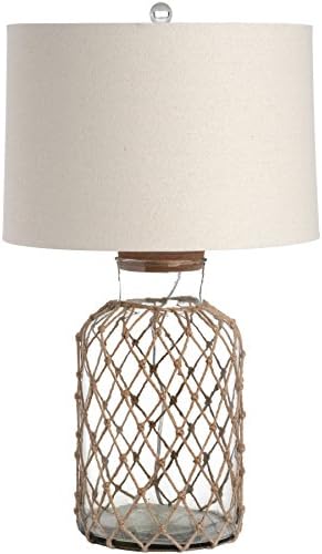 Huge 72cm Glass Table Buffet Lamp Light w Rope &amp; Removable Cork Top w Fabric Shade