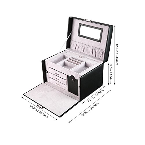 Kealive Schmuckkasten Mehrschichtige Schmuckkoffer Schwarz (WB-003) - 4