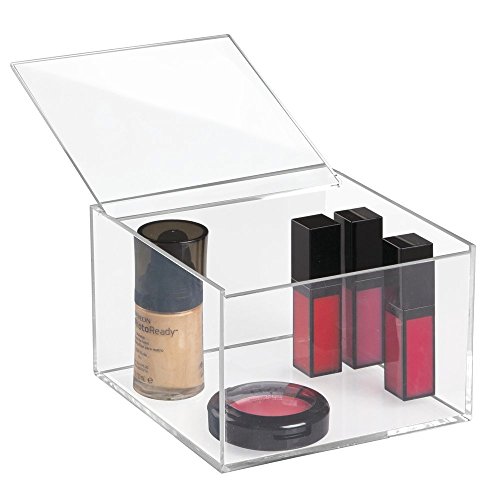 mDesign Kosmetik Organizer durchsichtig – transparente Aufbewahrungsbox – ideal zur Schminkaufbewahrung – mit Klappdeckel
