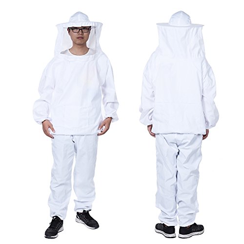 Imkeranzug Jacke und Hose mit Bienenhut und Schleier aus Polyesterfasern weiß - 2