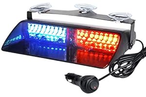 16 LED Strobe Light, Riloer 12V Lampeggiante Polizia di Emergenza Avvertimento Flash Lampada a Ventosa per Rimorchi per Camion