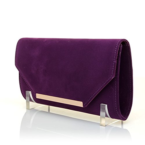 PIXIE Purple Faux Suede Medium Size Clutch Bag