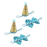 Nuevo y de alta calidad. Baoblaze 2X Sombrero de Corona Gato Partido de Casquillo Estilo de Nudo Diadema de Mascota Accesorio Azul