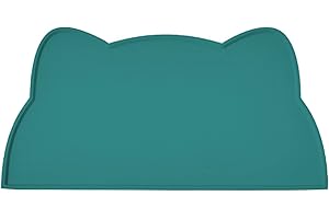 septillar Alfombra Comedero Perro y Gato, Silicona Antideslizante Impermeable Comederos Alfombrilla de Mascota (52X30cm, Verde Marrs)