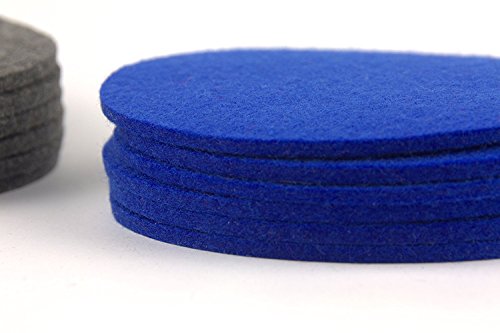 Handmade Glasuntersetzer rund 10cm 6er Set 100% Wollfilz edle natur Getränkeuntersetzer für Gläser Becher Tassen als Untersetzer auf Tisch, Bar mit Geschenk-Box (blau) - 3