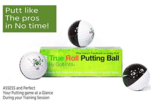 Set de 3 Pelotas de práctica de Golf | Ayudas de Entrenamiento de Golf - True Roll Putting Ball - Mejora de alineación, Accesorios de Golf. Te enseña a Hacer rodar la Pelota en la línea prevista