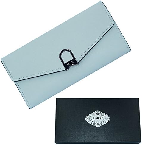 LISRSC Passport Holder Travel Wallet, Leather Gift Card Case Purse With Zipper Pocket (Light Gray)