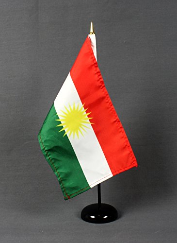 Tischflagge Kurdistan 15x25 cm (S) mit Poly - Tischflaggenständer 37 cm Höhe, sehr standfest