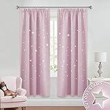 HOCHWERTIGES MATERIAL: Mit dreifach-Gewebe-Technologie können die Vorhänge 60-75% Sonnenlicht blockieren außer den Ausgehöhlten Sternen. Dunklere Farben, besserer Verdunklungseffekt.