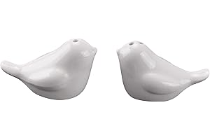 Frefgikty Set di saliera e pepiera in ceramica a forma di uccellini innamorati, personalizzabili, colore:
